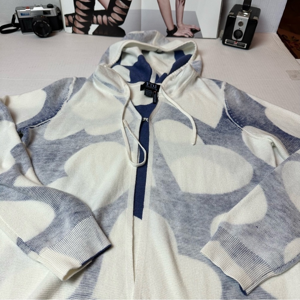Y2K Heart Print Hooded Knit Top | Open Front Lightweight Sweater · FDJ - Picture 11 of 11
